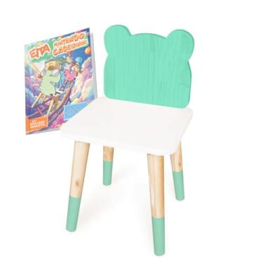 Imagem de Cadeira Infantil de Madeira - Urso (Verde Claro)