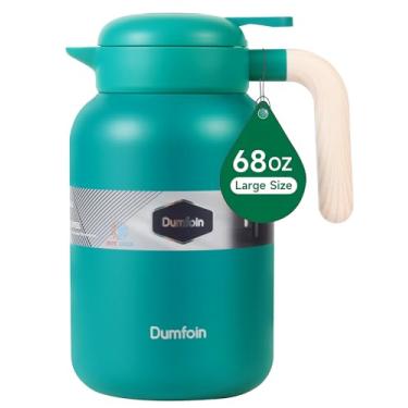 Imagem de Garrafa térmica de café de 1,927 g, garrafa de café isolada a vácuo de aço inoxidável para manter o calor, dispensador de bebidas de 2 litros (verde)