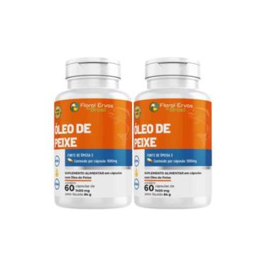 Imagem de Kit 2 Óleo de Peixe Ômega 3 1000mg 2x60 cps Floral Ervas do Brasil - F