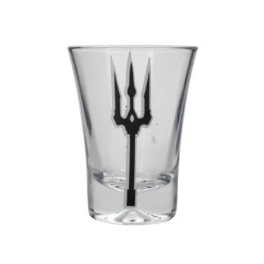 Imagem de Copo Dose Cachaça Exú Tridente Trabalhado Vidro 45 Ml