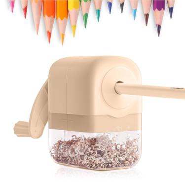 Imagem de Apontador de lápis manual, apontador de lápis de manivela com ponta ajustável (6 mm-8 mm) - bege