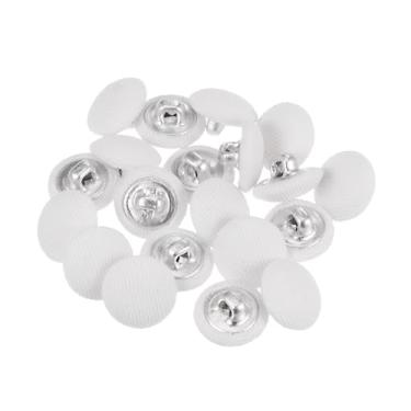 Imagem de Generic 20 peças 18L tecido pano coberto botão 11,5 mm haste de metal botões de costura redonda para terno blusas, branco