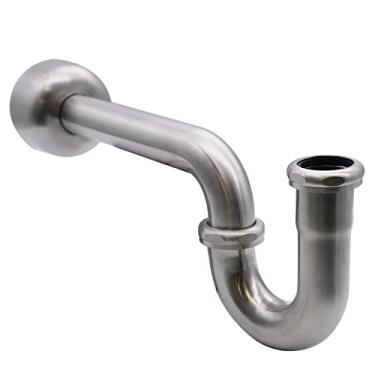 Imagem de Westbrass P-Trap 1-1/2" x 1-1/2" Latão com Flange de Alta Caixa com Aderência Certa, 1-1/2-Inch x 1-1/2-Inch, Satin Nickel