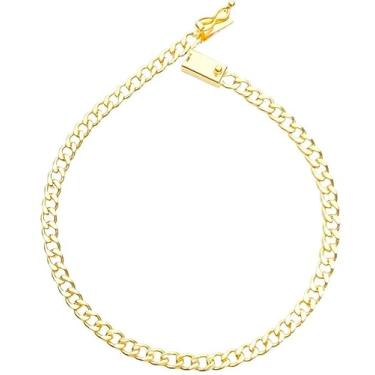 Imagem de Pulseira Masculina Banhada a Ouro, Fecho Gaveta, 4mm, Corrente