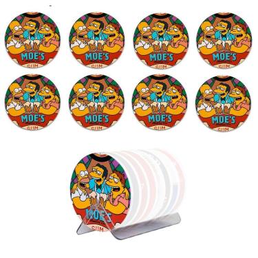 Imagem de Kit 8 Bolachas Porta Copos Em Plástico Simpson Com Suporte