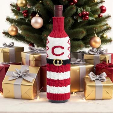 Imagem de Capa de garrafa de vinho de Natal, enfeite de mesa para festas sazonais, sala de jantar ou exibição em casa, letra C