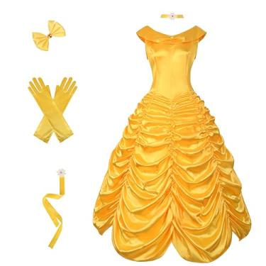Imagem de Vestido de princesa palácio vestido de formatura amarelo manto adulto (2GG)