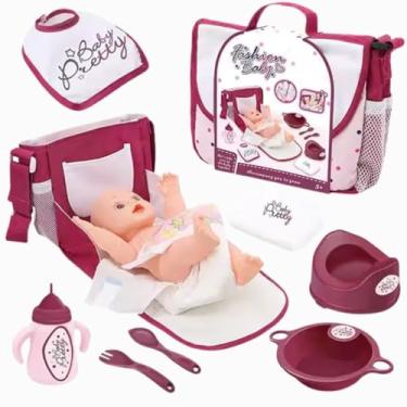 Imagem de Boneca Faz Xixi com Kit de Acessórios Mochila Trocador Penico e Acessórios para Trocar Fralda