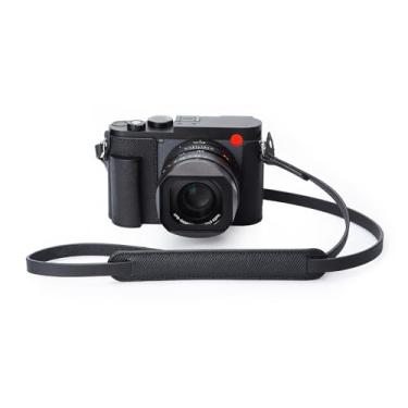 Imagem de Capa para câmera Q3 vintage de couro genuíno feita à mão com placa de base de alumínio para Leica Q3 (preto - linha preta -conjunto)