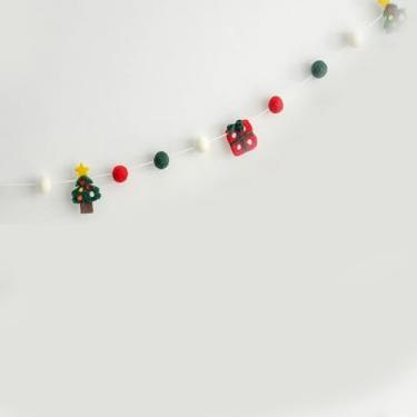 Imagem de Guirlanda de Natal, decorações de feltro reutilizáveis para pendurar enfeites de Natal para bricolage (estilo 1)