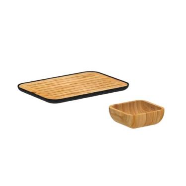 Imagem de Genérico, Tabua Migalheira Bandeja e Tigela Bowl Mini Bambu Preto