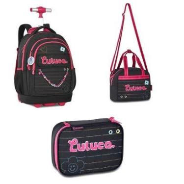 Imagem de KIT MOCHILA LULUCA DE CARRINHO 19 LANCHEIRA E ESTOJO LU24606-Feminino