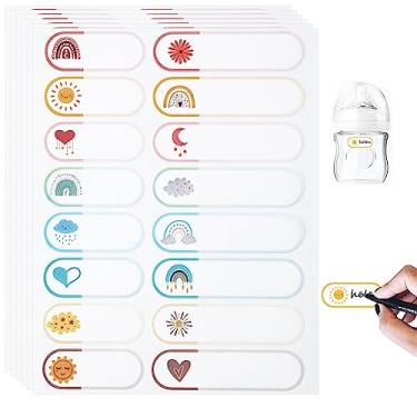 Imagem de 160 etiquetas de garrafa para creche, etiquetas de nome à prova d'água, adesivos, adesivos com nomes fofos, material escolar, material de creche, para garrafa de água, lancheira, roupas (2 tamanhos)