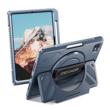 Imagem de Dexnor Capa para iPad Pro de 11 polegadas M4 2024, capa protetora robusta com alça de mão de rotação de 360°, suporte grande e estável, protetor de tela e suporte de lápis, à prova de choque, capa