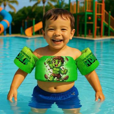 Imagem de Colete Salva Vidas Infantil Boia de Braço para Praia Piscina Tema Supe