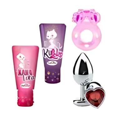 Imagem de kit "Terra Prometida" Para abrir a porta dos fundos e entrar na Terra prometida! 4 itens: Plug anal + Anel Peniano + Xana Loka + KuLoko