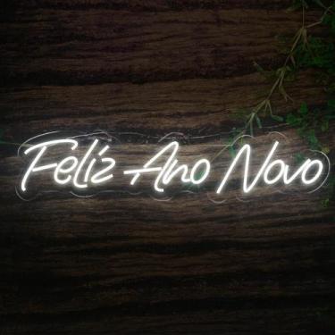 Imagem de Letreiro LED Neon Feliz Ano Novo 64x14 cm Decoração Festiva e Elegante