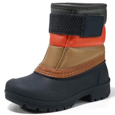 Imagem de festooning Botas De Neve Para Crianças Meninos Meninas Forro De Veludo Impermeável Bota Quente Antiderrapante Elástico Banda Sapatos Crianças Botas De Inverno (Preto, Criança Pequena 12)