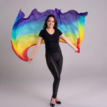 Imagem de Véu Seda Pura Arco Íris 7 Cores Dança Do Ventre - VEU-SEDAA - Atelier 