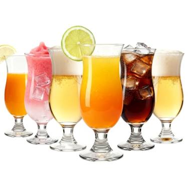 Imagem de DTREEL Conjunto de 6 copos de coquetel de 410 ml - Copos transparentes para café gelado, copos de milk-shake e copos longos - Ideal para cerveja, sorvete, sudae e cotails (L60544)