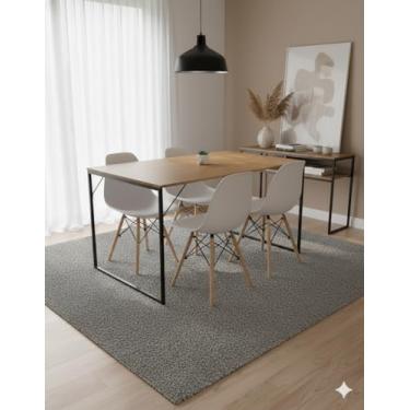 Imagem de Conjunto de Mesa de Jantar Retangular 120x80cm com 4 Cadeiras Modernas – Design Sofisticado e Confortável (Cadeiras Brancas)
