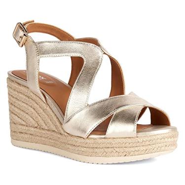 Imagem de Geox Sandália Anabela Espadrille Feminina, Dourado, 9