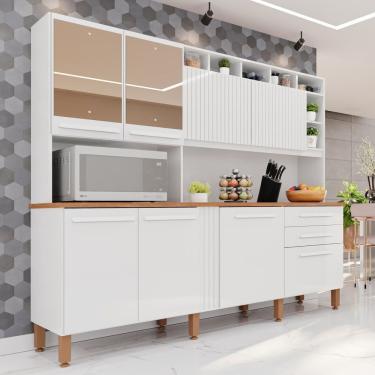 Imagem de Cozinha Compacta 8 Portas Millena Yescasa Branco Neve
