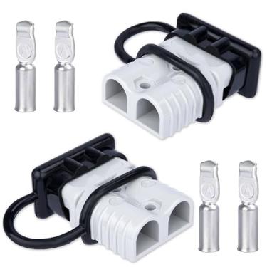 Imagem de Conector Anderson 2 peças, baterias de 175 Amp 12v Kit de plugue de conexão/desconexão rápida, conectores para cabos AWG 1/0, para carro, bicicleta, quadriciclo, guinchos elevadores de motores, cinza