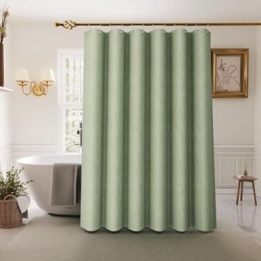 Imagem de Cortina de chuveiro Inhousolu Boho Farmhouse com conjunto de forro de tecido, textura de linho sintético, bainha ponderada de luxo com 14 ganchos de metal, cortina de banho lavável sem rugas para