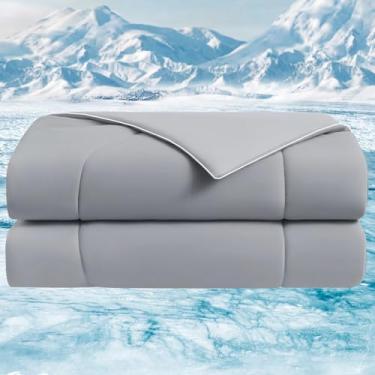 Imagem de Edredão refrescante, edredom de cama leve e respirável de dupla face, cobertores refrescantes para pessoas com sono quente - enchimento de edredom de verão, adequado para animais de estimação - e