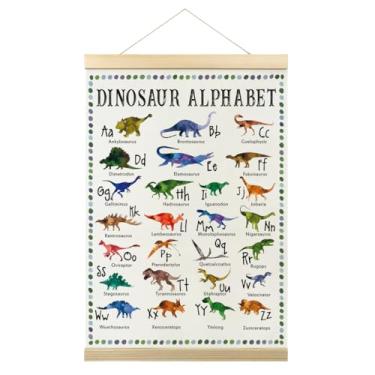 Imagem de Moldura de pôster de alfabeto de dinossauro, decoração de parede de sala de dinossauro, impressão de arte em tela, de sala de aula, de A a Z, para salas de aula, sala de jogos, sala de estar