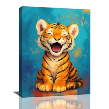 Imagem de Banksy Tigre Berçário Arte de Parede para Crianças Bonito Animal Banheiro Tela Decoração de Parede Desenhos Animados Pinturas Impressões de Arte Decorações Emolduradas para Meninas Meninos Quarto de
