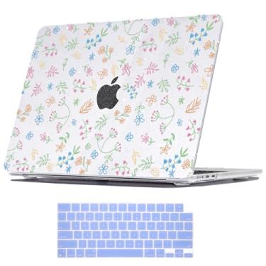 Imagem de Capa compatível com MacBook Air de 13,6 polegadas M4 M3 M2 Chip A3240 A3113 A2681 2025 2024 2023 2022 versão com Touch ID, capa rígida de plástico com estampa impressa, película para teclado, flor