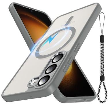 Imagem de YmhxcY Capa para Samsung Galaxy S23 com alça de cordão incluída, [proteção total da câmera] [compatível com MagSafe] Capa protetora de celular fosca translúcida à prova de choque para Galaxy S23 6,1