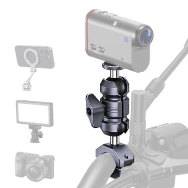 Imagem de Suporte de câmera de equitação com adaptador de esfera de rosca de 0,6 cm, braço de soquete duplo ajustável e braçadeira de guidão de alumínio base de parafuso em U para ATV/scooter/guidão de