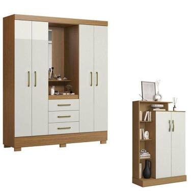 Imagem de Guarda Roupa Solteiro Paris 2045150 E Armário Multiuso Florença 2000199 Atacama Off White - Aramóveis