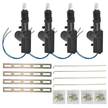 Imagem de Kit de trava de porta elétrica para carro, atuador universal de trava de porta de carro resistente, motor de 2 fios de 12 volts para a maioria dos sistemas de travamento central automotivo (4 peças)