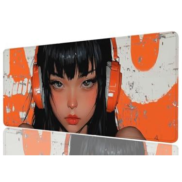 Imagem de Tapete de rato para rapariga fixe grande retro anime menina Graffiti Mousepad XL Grande Gaming Mouse Pad Laptop Tapete de Teclado Tapete de Mesa Escritório Computador Teclado Laptop Casa, 31,5 x 11,8