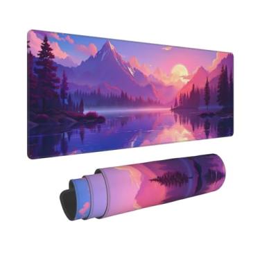 Imagem de CANFLASHION Tapete de mouse para cenário de montanha, tapete de mesa de escritório 80 x 28 cm, mouse pad grande para jogos, XL estendido à prova d'água para computador com base de borracha