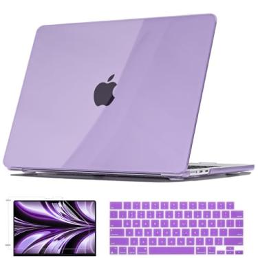 Imagem de Seanai Compatível com MacBook Air 13,5 polegadas 2025 2024-2022 M4 A3240 M3 A3113 M2 A2681, capa rígida de plástico para teclado, película de tela, plugue de poeira para MacBook Air 13 M4 2025, roxo