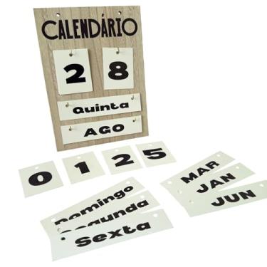 Imagem de Calendário de Mesa Permanente Perpétuo em Madeira MDF Decorativo para Escritório Clinica Recepção (MOD A (MADEIRA))