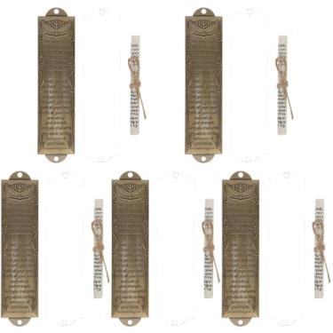 Imagem de 5 Sets Religious Holy Scroll Vintage Decor Religious Mezuzah Craft Mezuzah Decoration House Metal Alloy Crafts Alloy(As Shownx5pcs,13x3.3cmx3pcs)