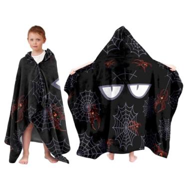 Imagem de Toalha de banho de aranha para crianças, toalha de banho infantil com capuz 127 x 101 cm, toalhas de praia de teia de aranha para meninos e meninas, toalhas infantis super absorventes com capuz