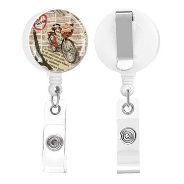 Imagem de Carretel de crachá, suporte retrátil de crachá de enfermeira com clipe jacaré, crachá, crachá, clipe para escritório, estudante, médico, enfermeira (2 unidades, Paris)