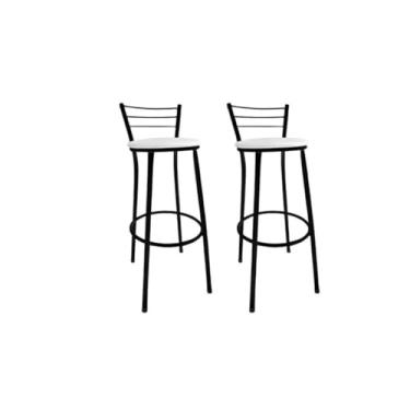 Imagem de Kit 2 Banquetas Altas com Encosto 95cm | Banqueta para Balcão 70cm Assento | Já Montadas(Branco)