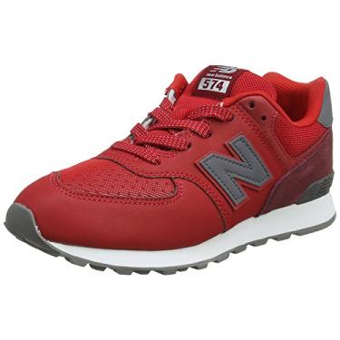 Imagem de Tênis New Balance infantil 574v1 com cadarço, Red/Black, 5 Little Kid