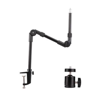 Imagem de Suporte de Mesa Flexível e Dobrável ST-01 com Metal Adaptador Cabeça Bola Parafuso 1 4 Polegada Capacidade Carga 3kg para Luz Preenchimento Anel LED Webcam Câmera Smartphone