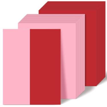 Imagem de Dispowreath 200 folhas de cartolina de dia dos namorados 21 x 28 cm papel de scrapbook vermelho rosa roxo para artesanato faça você mesmo, suprimentos para fazer convites (cor vermelho rosa)
