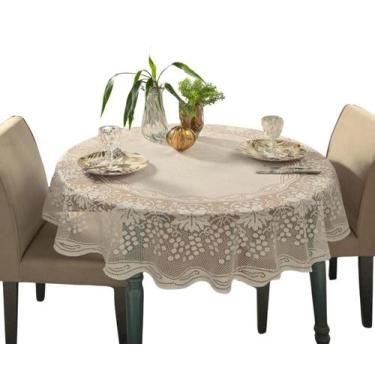 Imagem de Toalha De Mesa 4 Lugares Redonda Renda 1,60ø m - raner, Palha