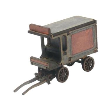 Imagem de Esquirla Kit de modelo de construção de carruagem em escala 1/72, quebra-cabeças 3D de madeira, diorama de madeira inacabado para mesa de areia, maquete de